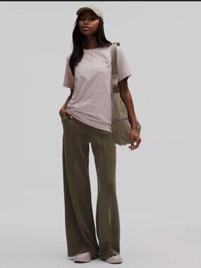 Lululemon Softstreme Pintuck High-Rise Wide-Leg Pant Olive Brown